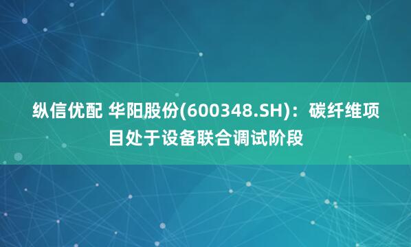 纵信优配 华阳股份(600348.SH)：碳纤维项目处于设备联合调试阶段